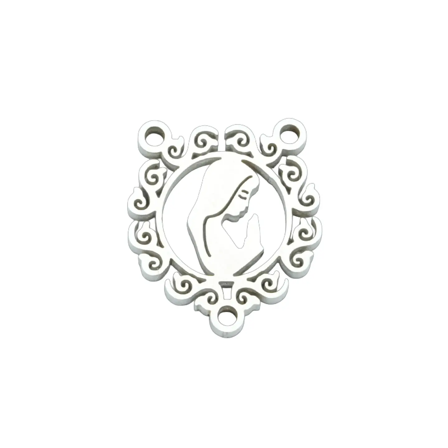 ACERO PLATEADO CRUCERO REDONDO DECORADO VIRGEN 12*14MM 1