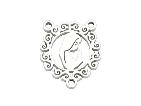 ACERO PLATEADO CRUCERO REDONDO DECORADO VIRGEN 12*14MM