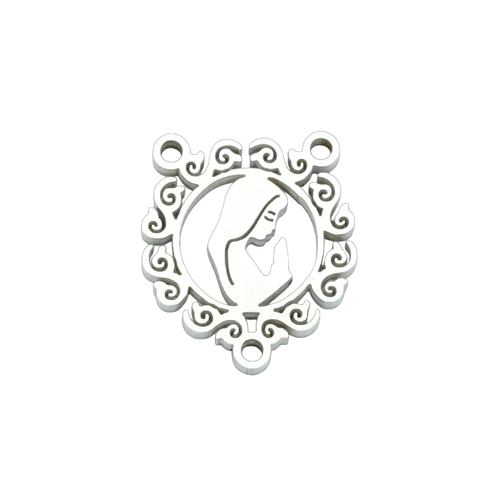 ACERO PLATEADO CRUCERO REDONDO DECORADO VIRGEN 12*14MM 1