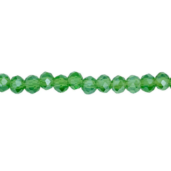 MURANO GLASS # 4MM BASIL GREEN AB TRANSPARENT X 146 UNIT APPROX 1
