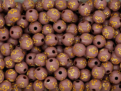 ACRILICO FIGURA BOLA CAFE CRUZ DORADA 8MM X 50 GRAMOS 