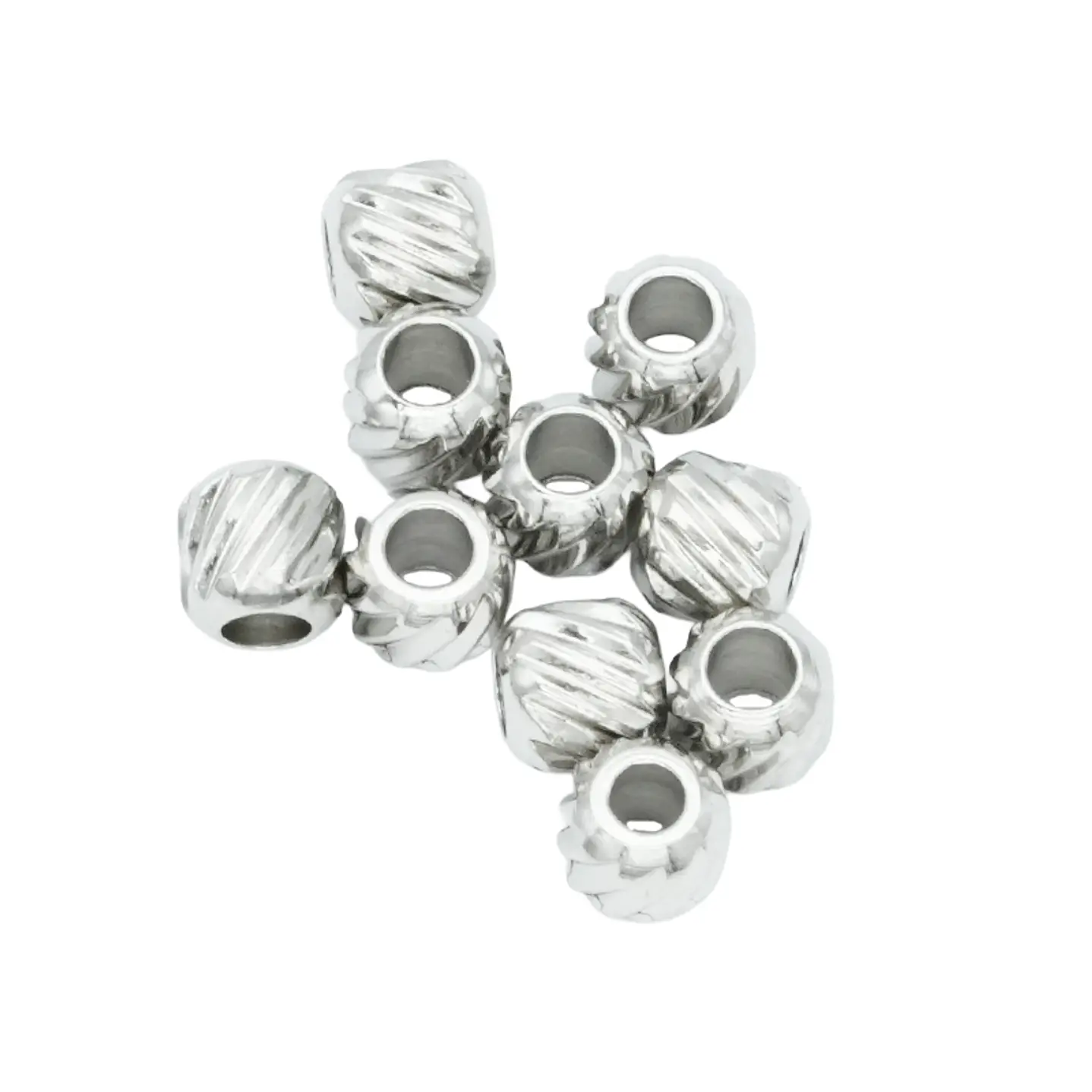 ACERO PLATEADO BALIN MARTILLADO 4MM X 10 UNIDADES 1