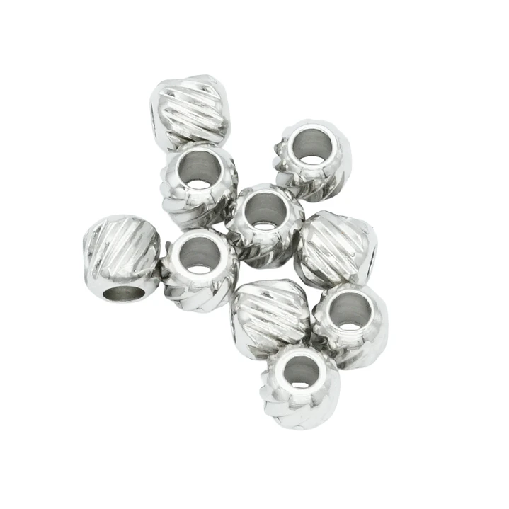 ACERO PLATEADO BALIN MARTILLADO 4MM X 10 UNIDADES 1