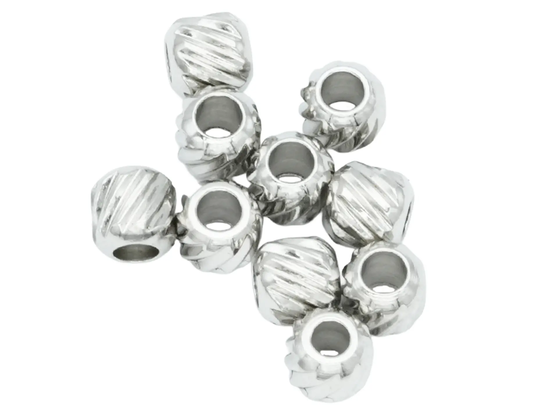 ACERO PLATEADO BALIN MARTILLADO 4MM X 10 UNIDADES 1