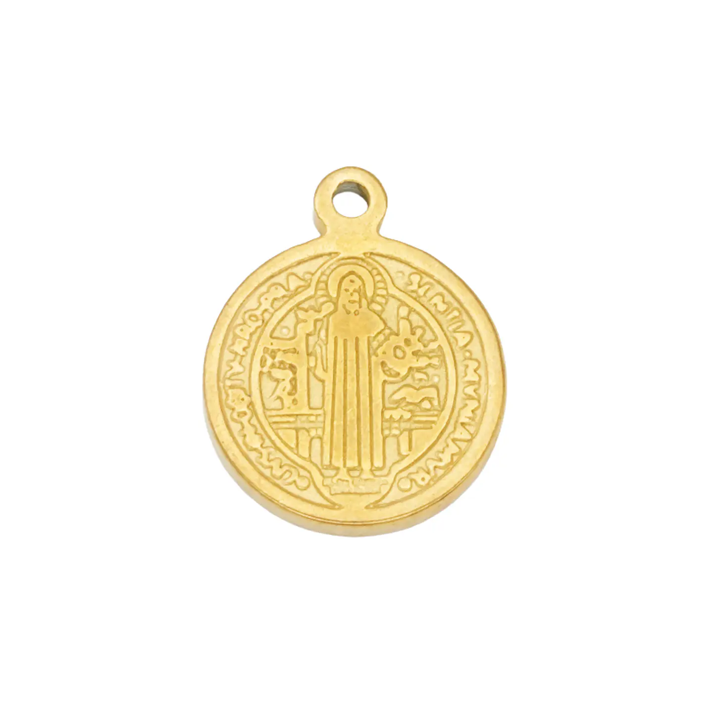 ACERO DORADO DIJE SAN BENITO 10MM 1