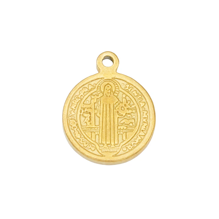 ACERO DORADO DIJE SAN BENITO 10MM 1