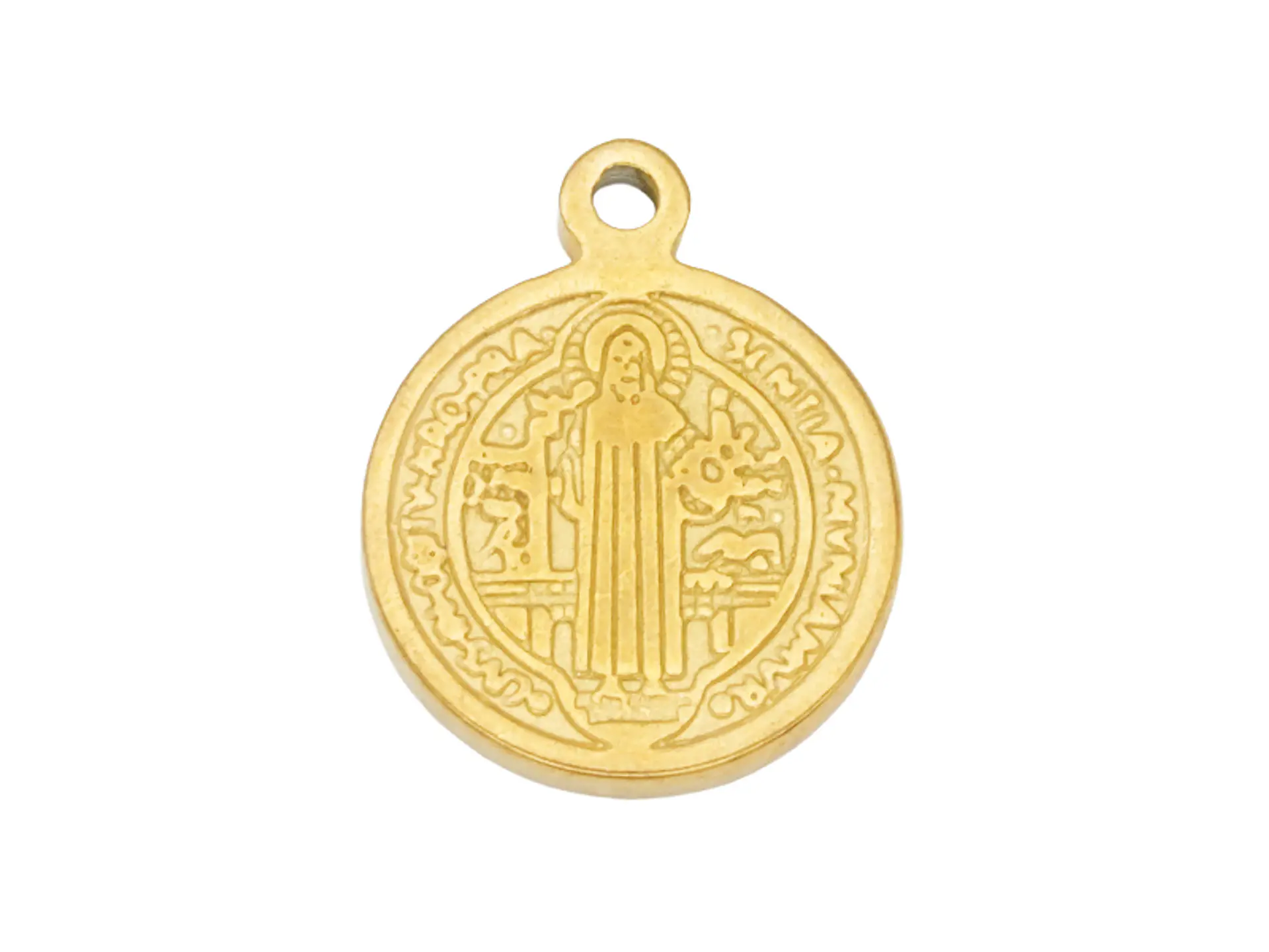 ACERO DORADO DIJE SAN BENITO 10MM 1