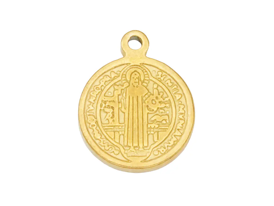 ACERO DORADO DIJE SAN BENITO 10MM 1