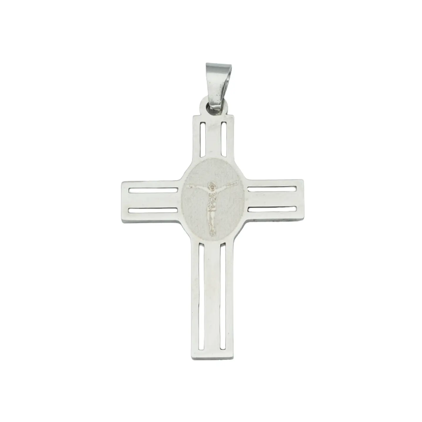 ACERO PLATEADO CRUZ CENTRO CRISTO 35*23*1.3MM 1