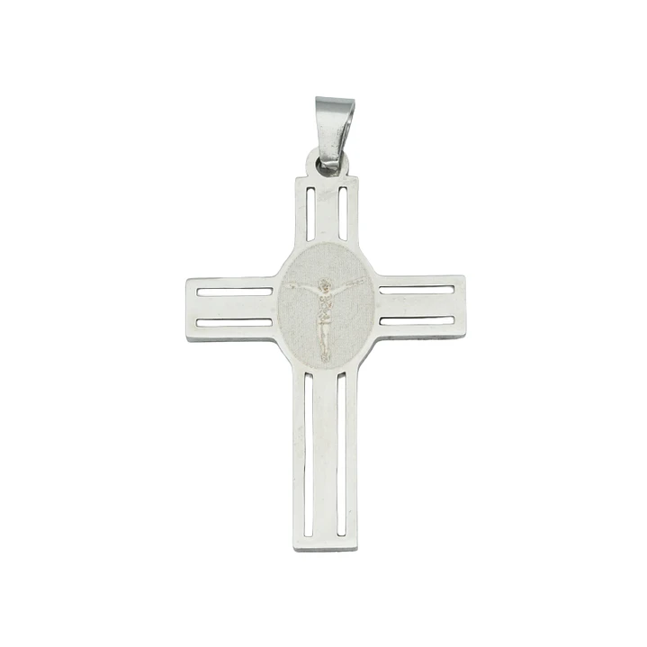ACERO PLATEADO CRUZ CENTRO CRISTO 35*23*1.3MM 1