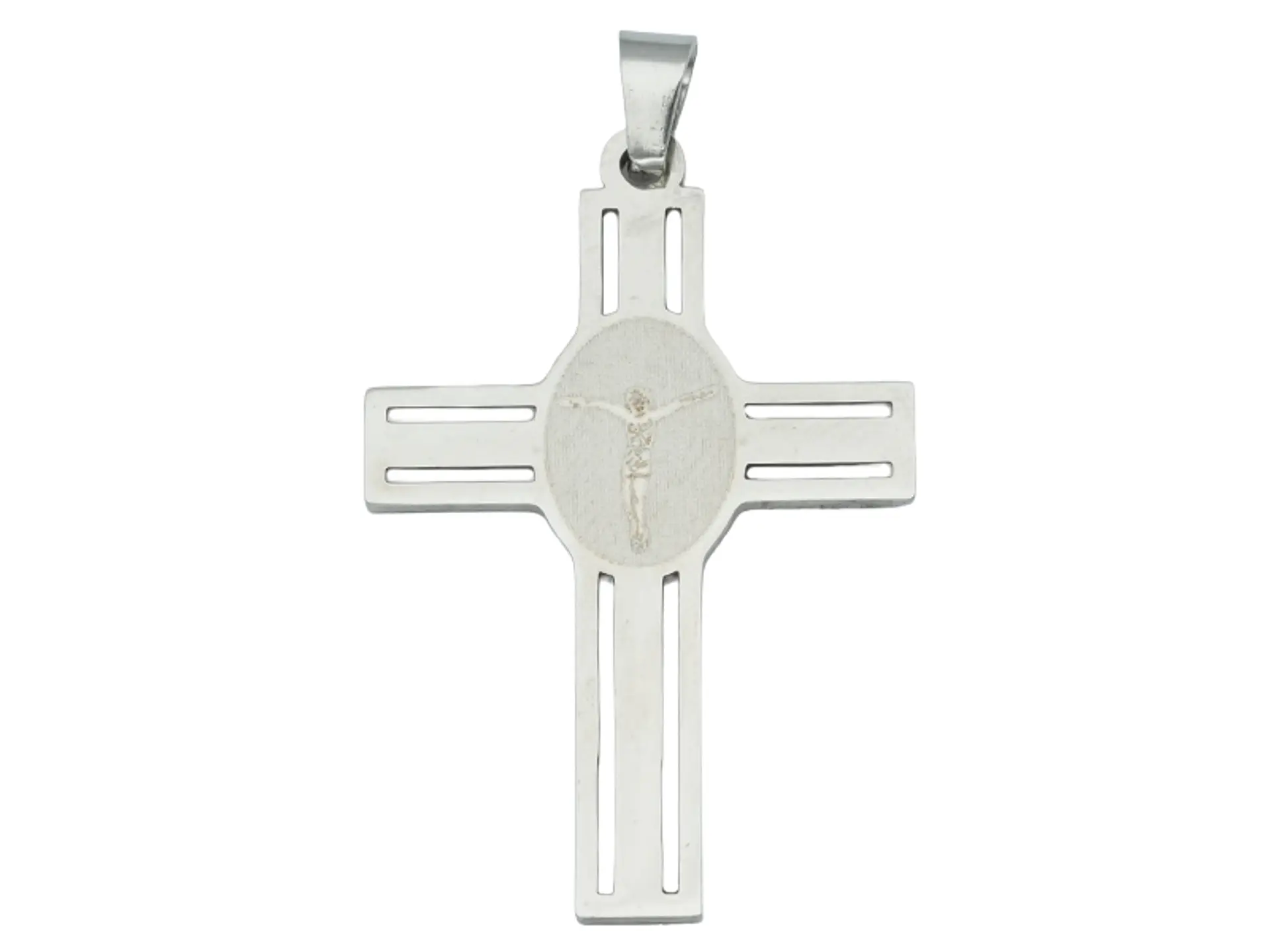 ACERO PLATEADO CRUZ CENTRO CRISTO 35*23*1.3MM 1