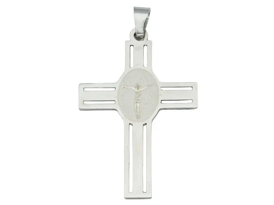 ACERO PLATEADO CRUZ CENTRO CRISTO 35*23*1.3MM 1