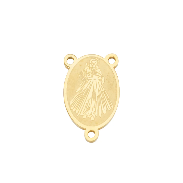 ACERO DORADO CRUCERO JESUS DE LA MISERICORDIA 13*8MM 1