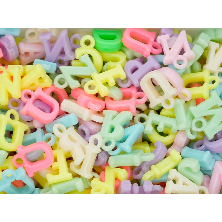 ACRILICO FIGURA LETRA 14MM MATE MIX PASTEL X 50 GRAMOS (195 UND APROX) 1