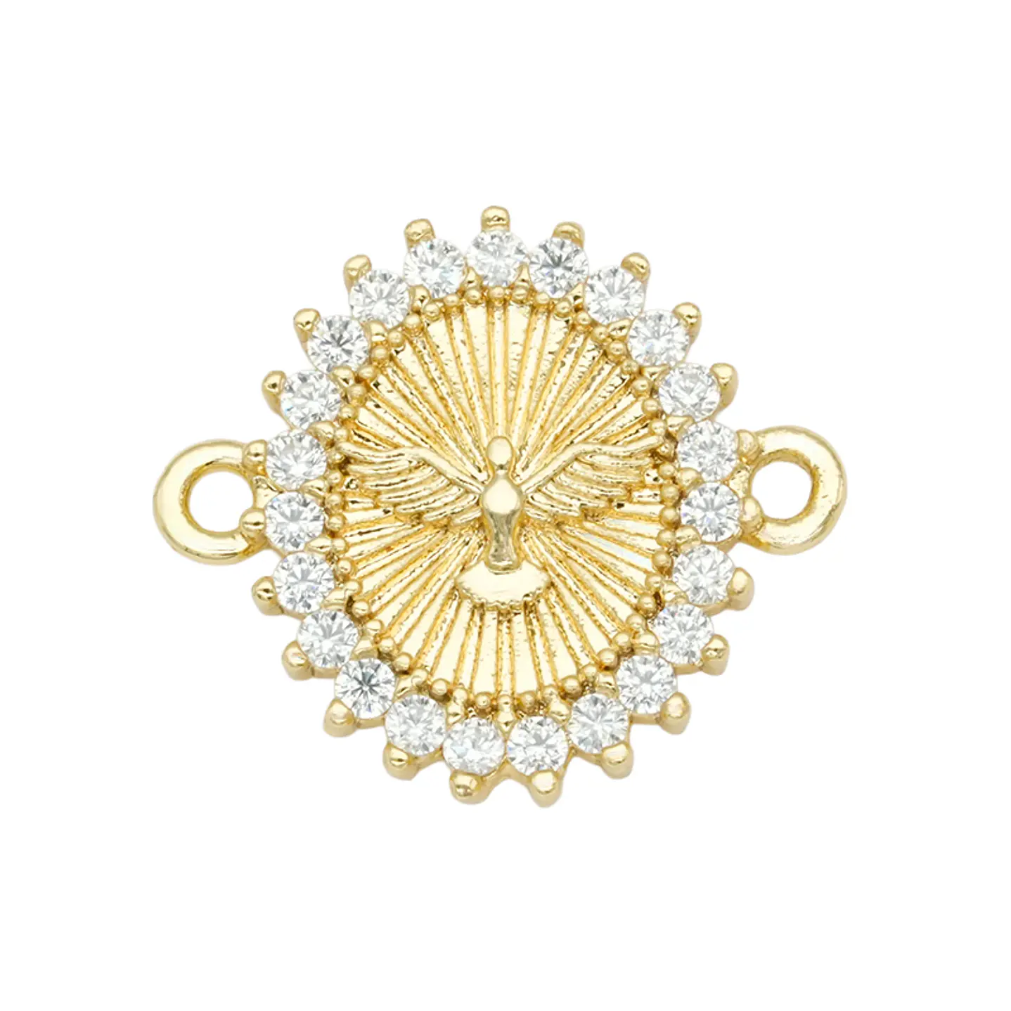 RODIO DORADO CENTRO ESPIRITU SANTO OVALADO ZIRCON BLANCO 14*16MM 1