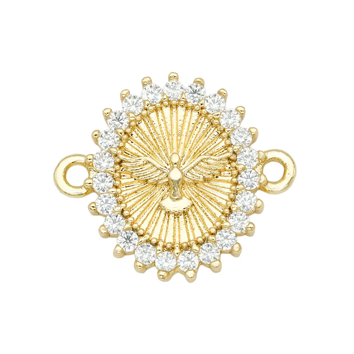 RODIO DORADO CENTRO ESPIRITU SANTO OVALADO ZIRCON BLANCO 14*16MM 1