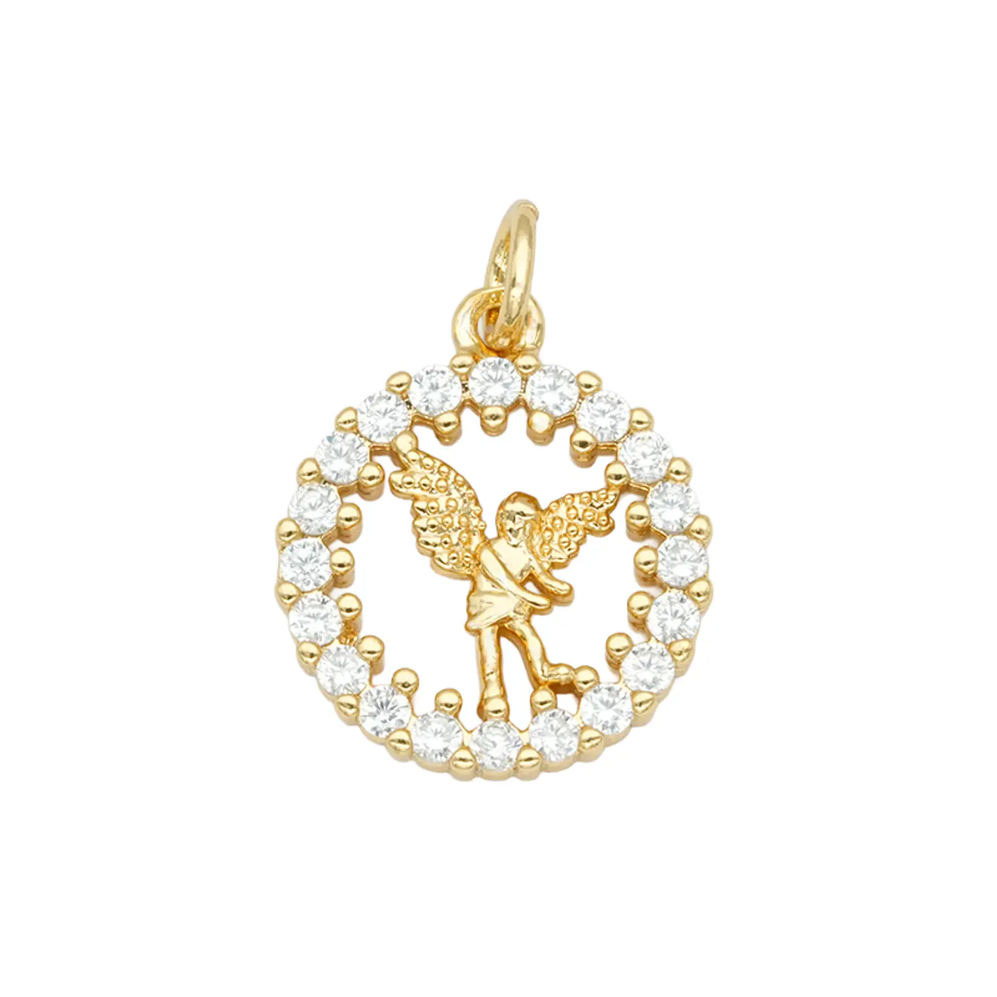 RODIO DORADO DIJE SAN MIGUEL ZIRCON BLANCO 14MM 1