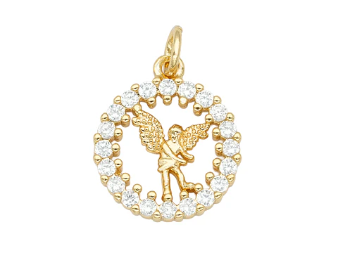 RODIO DORADO DIJE SAN MIGUEL ZIRCON BLANCO 14MM