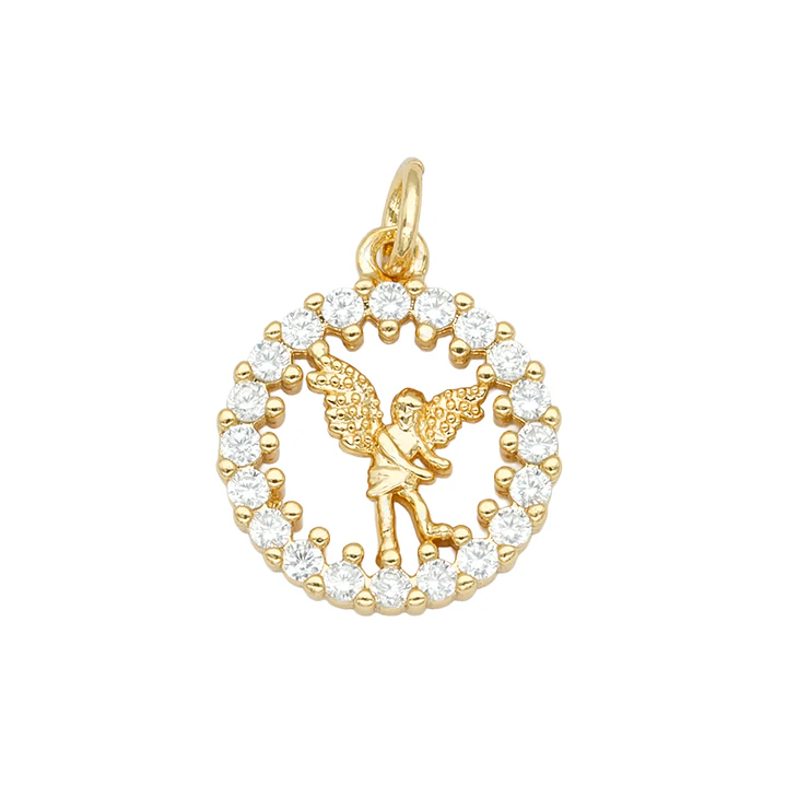 RODIO DORADO DIJE SAN MIGUEL ZIRCON BLANCO 14MM 1