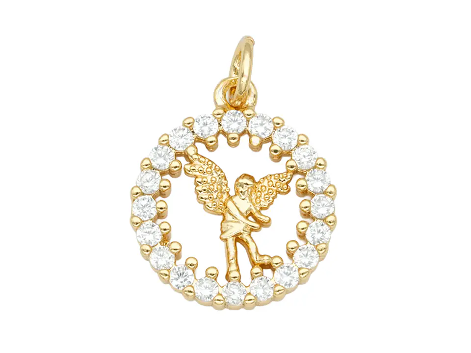 RODIO DORADO DIJE SAN MIGUEL ZIRCON BLANCO 14MM 1