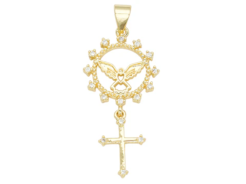 RODIO DORADO DIJE ESPIRITU SANTO 15M DIJE CRUZ ZIRCON BLANCO 14*9M