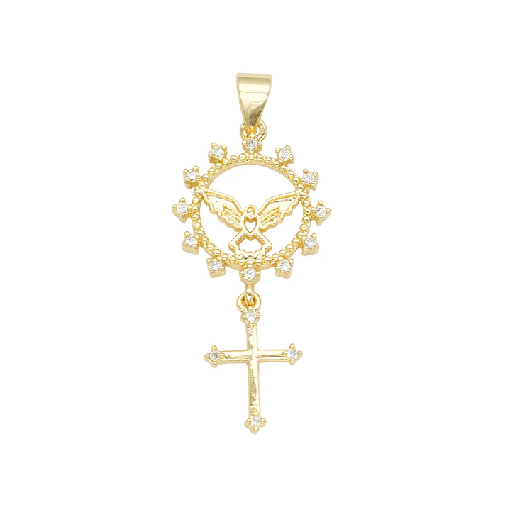 RODIO DORADO DIJE ESPIRITU SANTO 15M DIJE CRUZ ZIRCON BLANCO 14*9M 1
