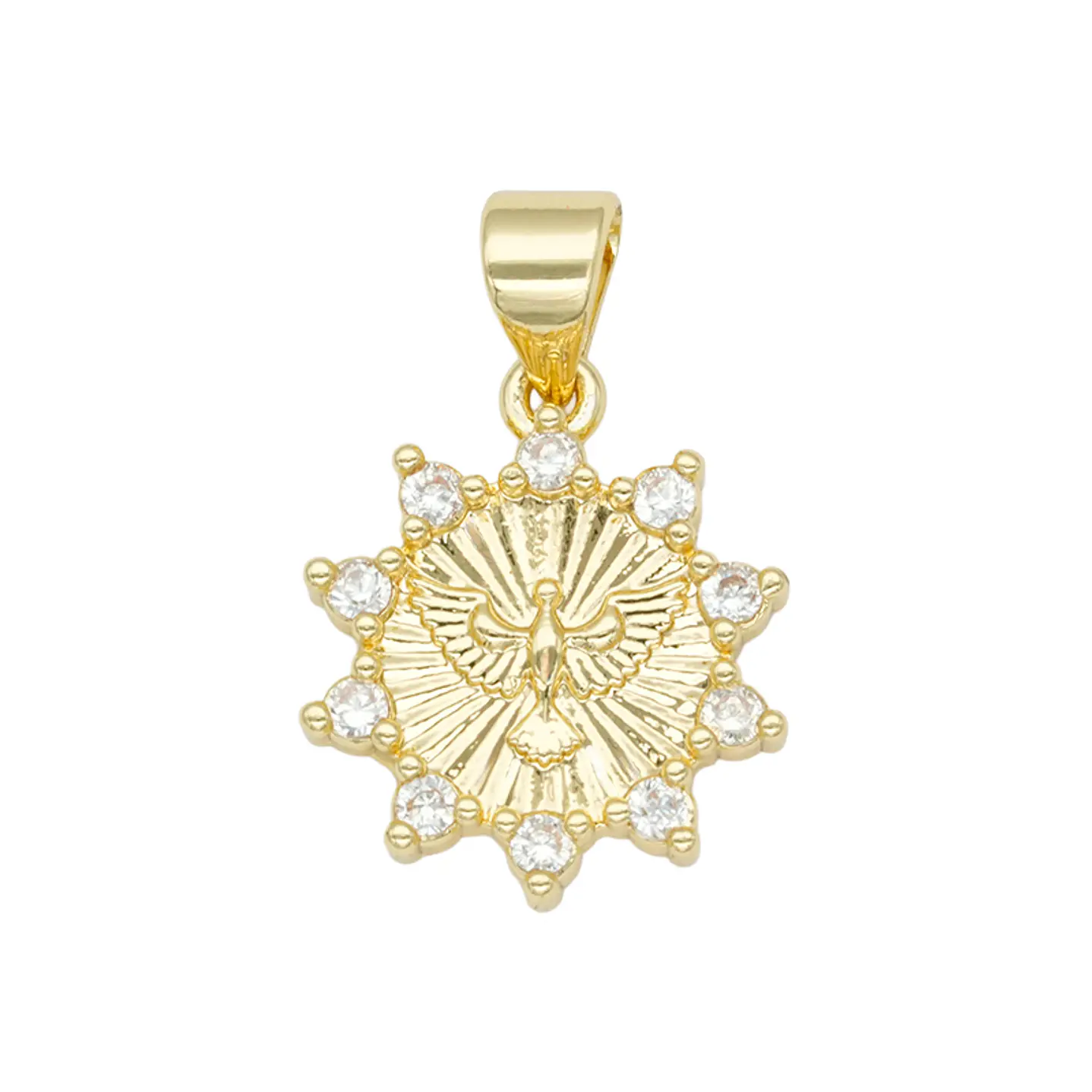 RODIO DORADO DIJE ESPIRITU SANTO ZIRCON BLANCO 14MM 1