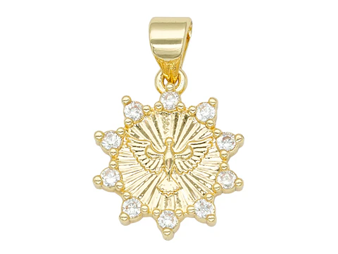 RODIO DORADO DIJE ESPIRITU SANTO ZIRCON BLANCO 14MM