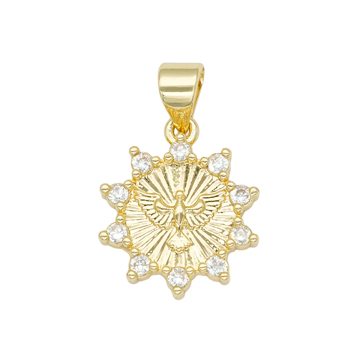 RODIO DORADO DIJE ESPIRITU SANTO ZIRCON BLANCO 14MM 1