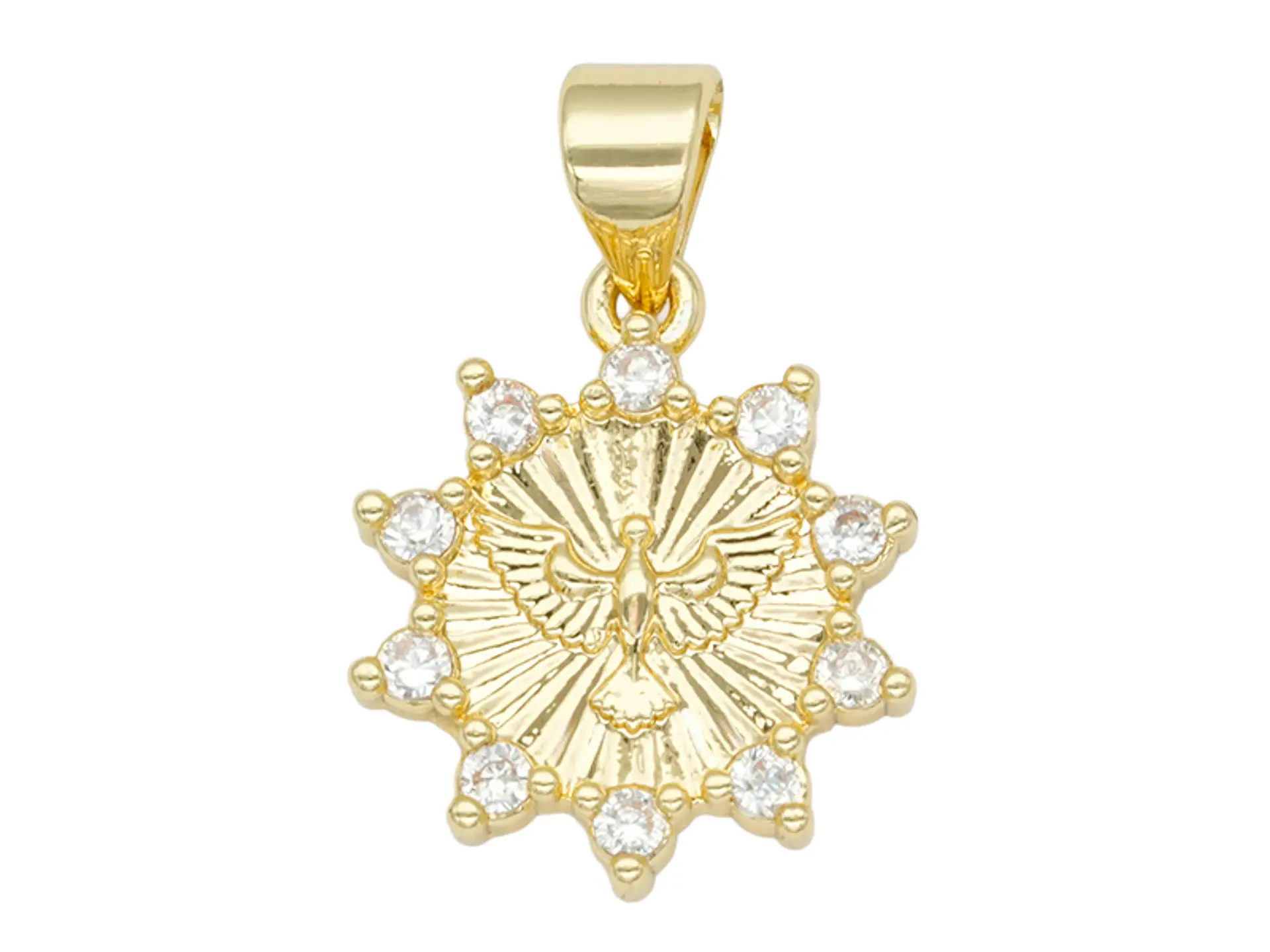 RODIO DORADO DIJE ESPIRITU SANTO ZIRCON BLANCO 14MM 1