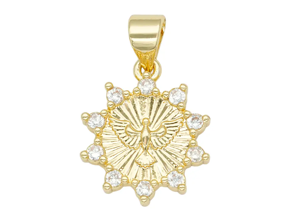 RODIO DORADO DIJE ESPIRITU SANTO ZIRCON BLANCO 14MM 1