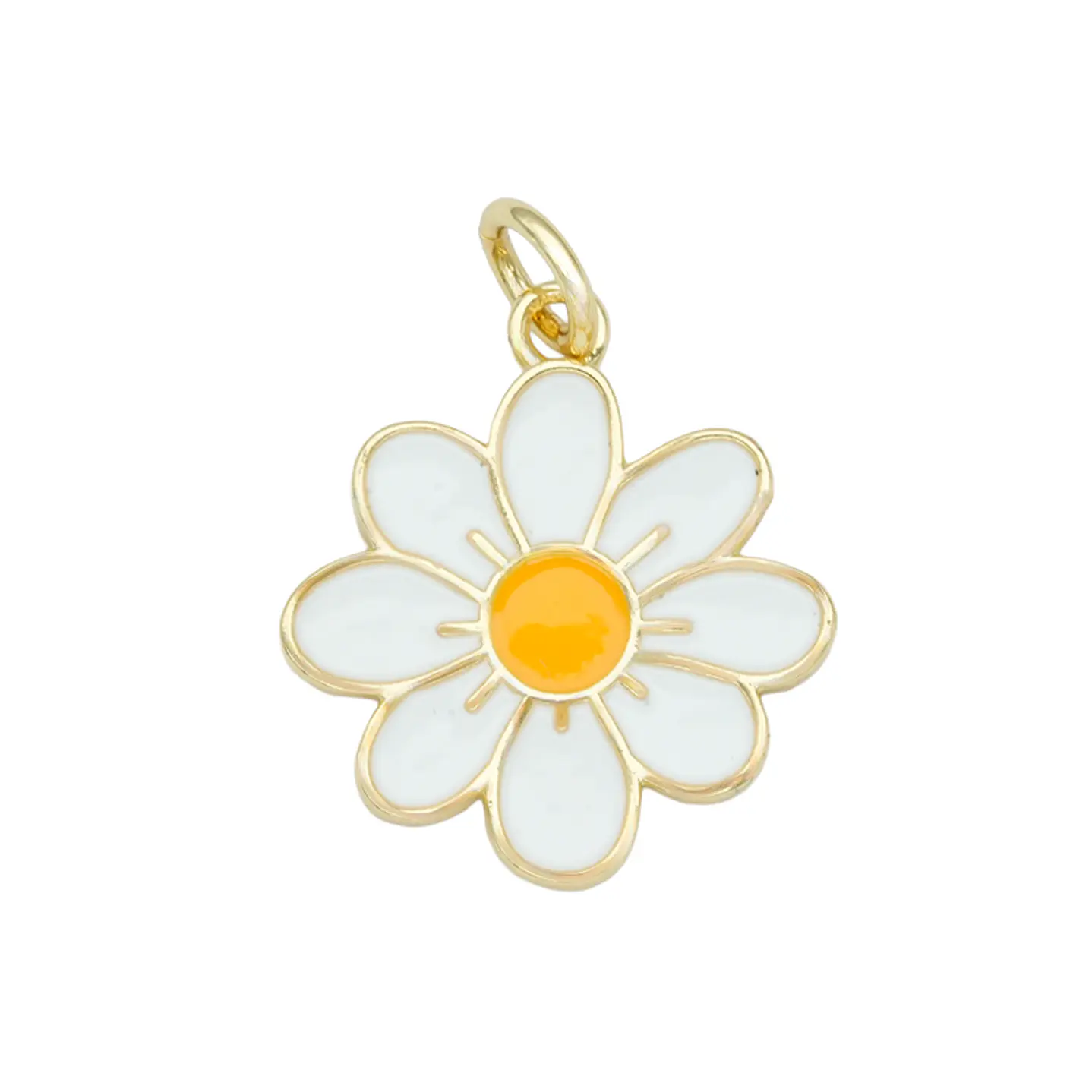 RODIO DORADO DIJE FLOR MARGARITA BLANCA 17*15MM 1
