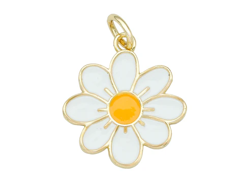 RODIO DORADO DIJE FLOR MARGARITA BLANCA 17*15MM