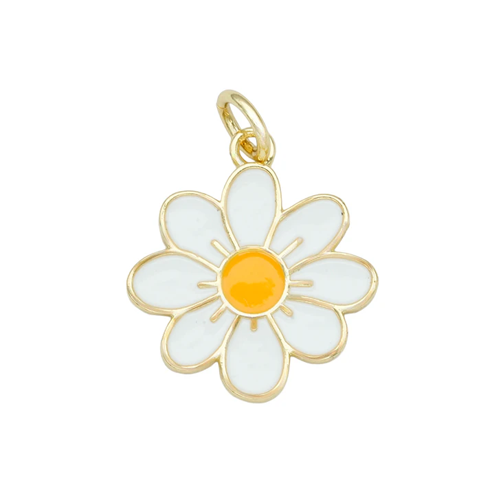 RODIO DORADO DIJE FLOR MARGARITA BLANCA 17*15MM 1