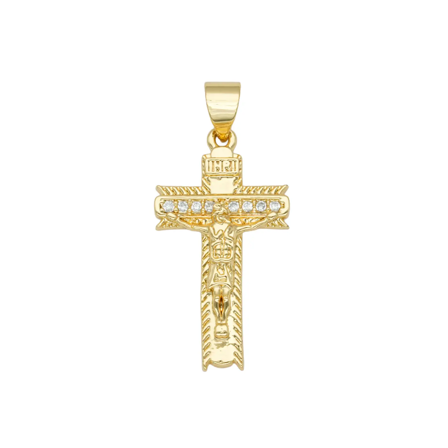 RODIO DORADO DIJE CRISTO ZIRCON BLANCO 25*13MM 1