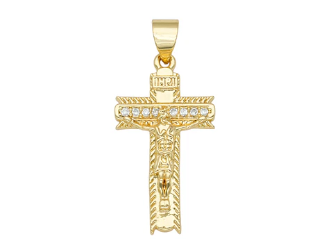 RODIO DORADO DIJE CRISTO ZIRCON BLANCO 25*13MM