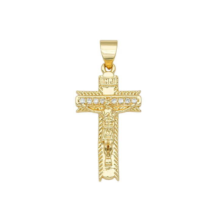 RODIO DORADO DIJE CRISTO ZIRCON BLANCO 25*13MM 1