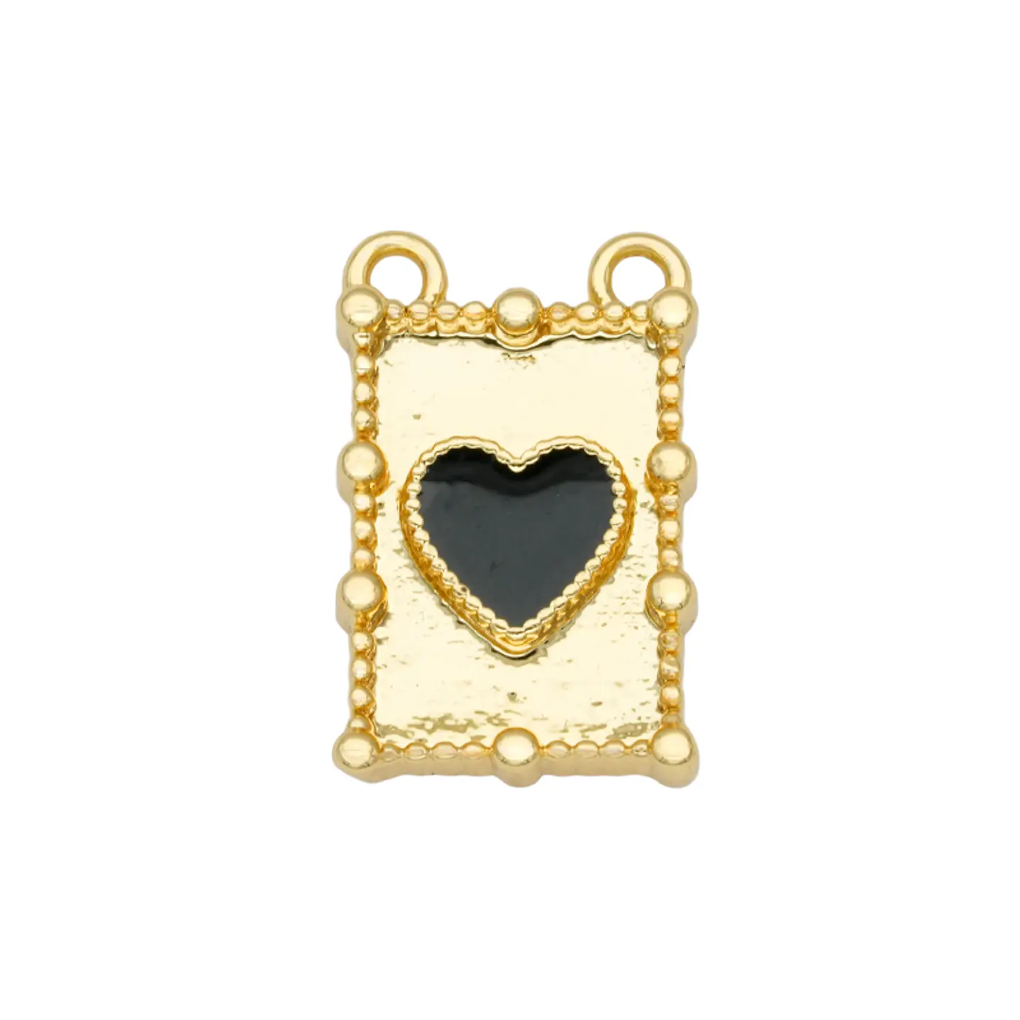 RODIO DORADO DIJE RECTANGULAR CORAZON NEGRO 17*11MM 1