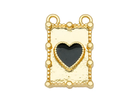 RODIO DORADO DIJE RECTANGULAR CORAZON NEGRO 17*11MM