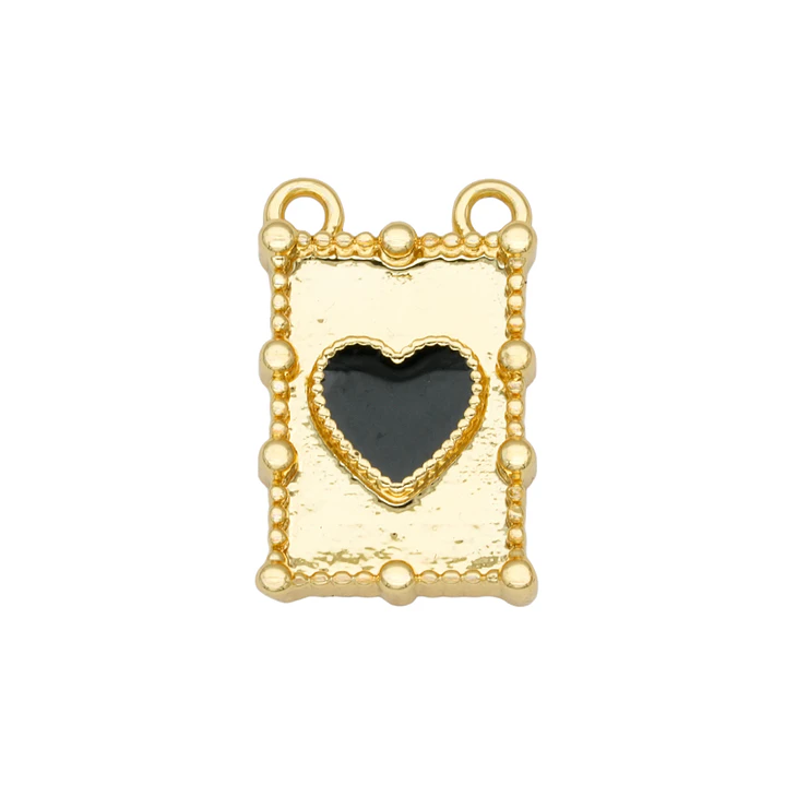RODIO DORADO DIJE RECTANGULAR CORAZON NEGRO 17*11MM 1