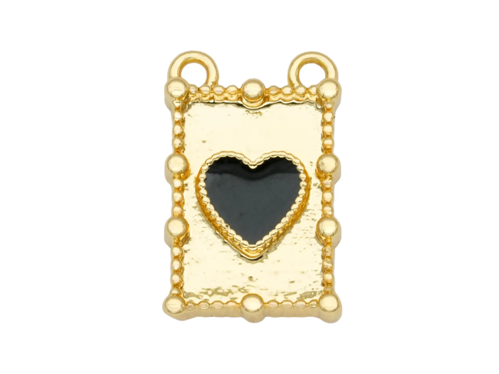 RODIO DORADO DIJE RECTANGULAR CORAZON NEGRO 17*11MM 1