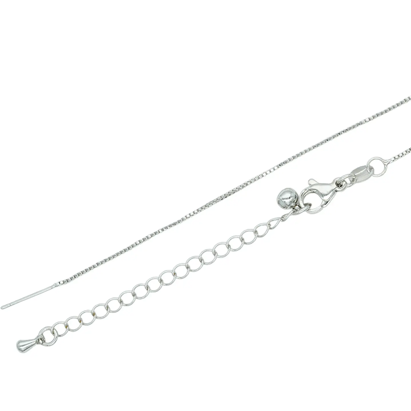 RODIO PLATEADO CADENA AGUJA PARA COLLAR EXTENSION 45CM 1