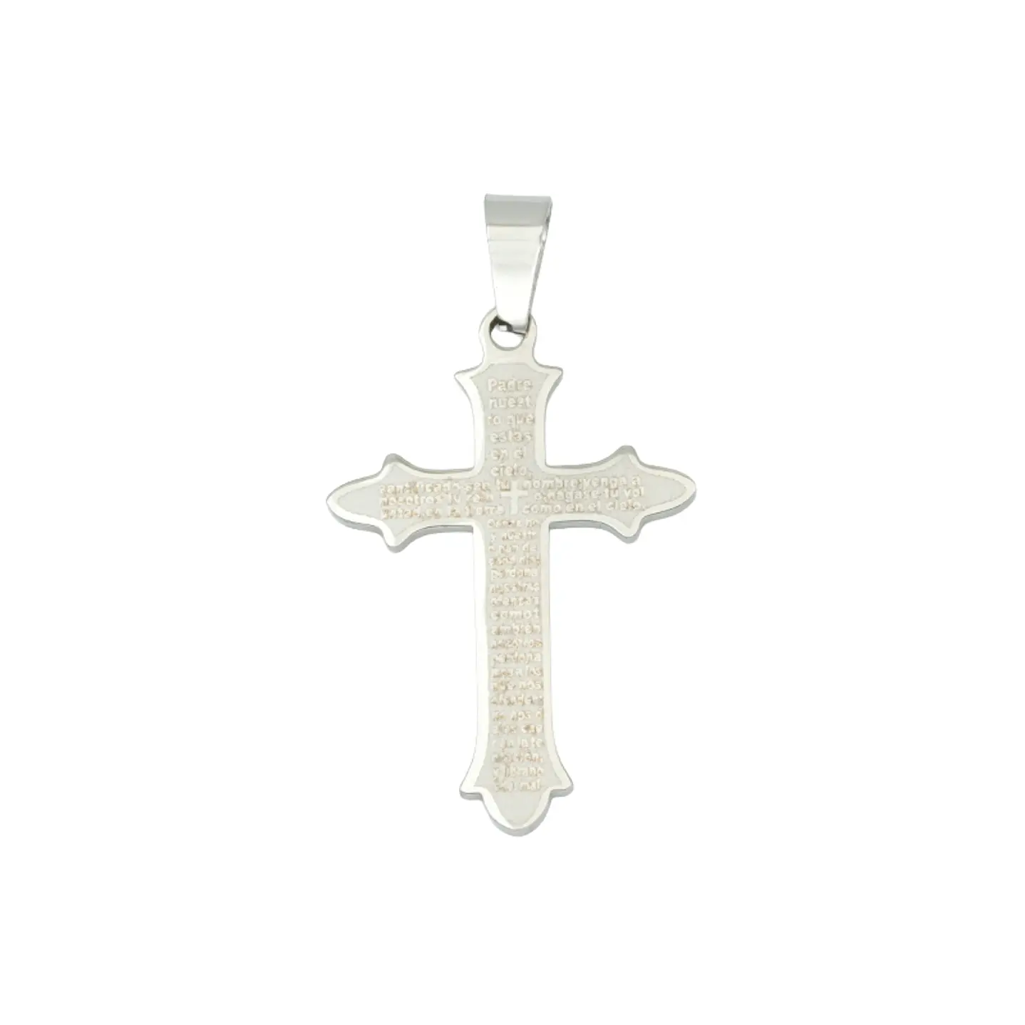 ACERO PLATEADO CRUZ PADRE NUESTRO 32*22*1.3MM 1
