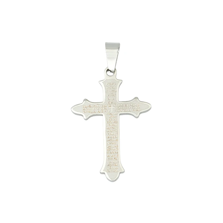 ACERO PLATEADO CRUZ PADRE NUESTRO 32*22*1.3MM 1