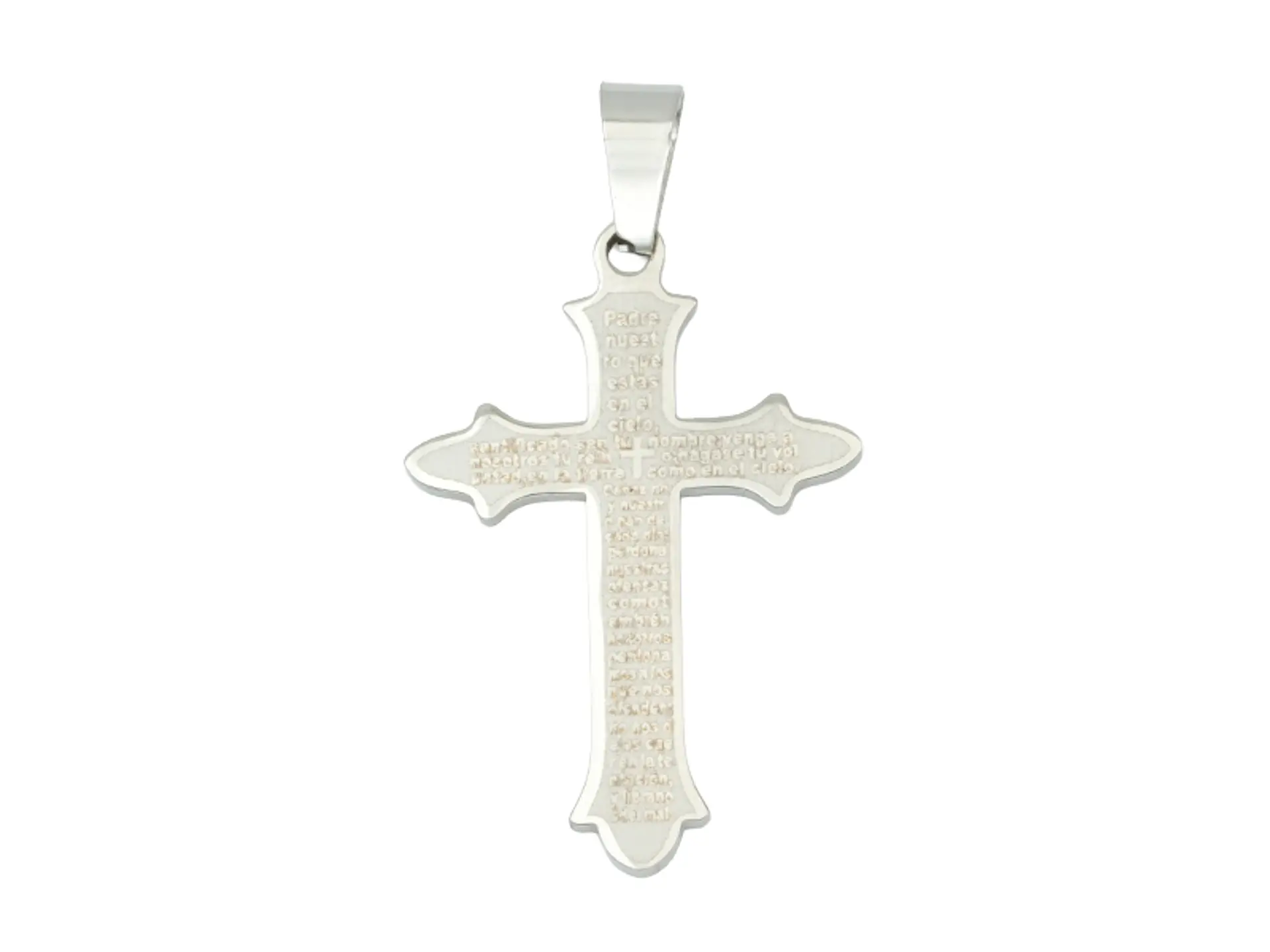 ACERO PLATEADO CRUZ PADRE NUESTRO 32*22*1.3MM 1