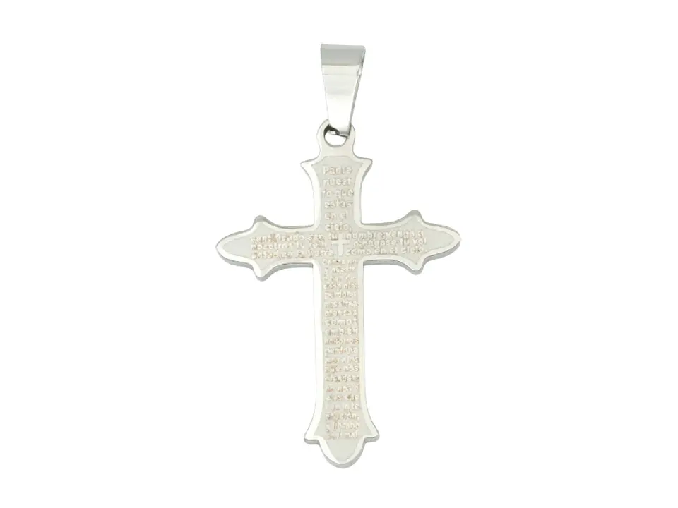 ACERO PLATEADO CRUZ PADRE NUESTRO 32*22*1.3MM 1