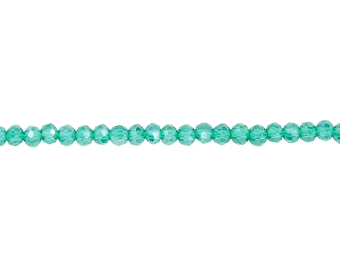 CRISTAL MURANO # 2MM VERDE ESMERALDA AB TRANS ( TIRA X 150 UNIDADES APROX )