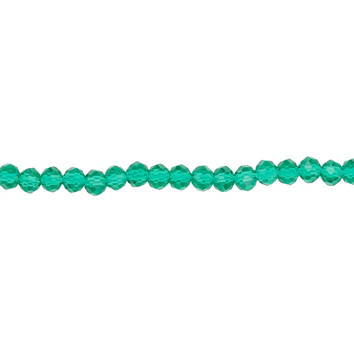 CRISTAL MURANO VERDE ESMERALDA TRANSPARENTE # 3MM ( TIRA X 116 UNIDADES APROX ) 1