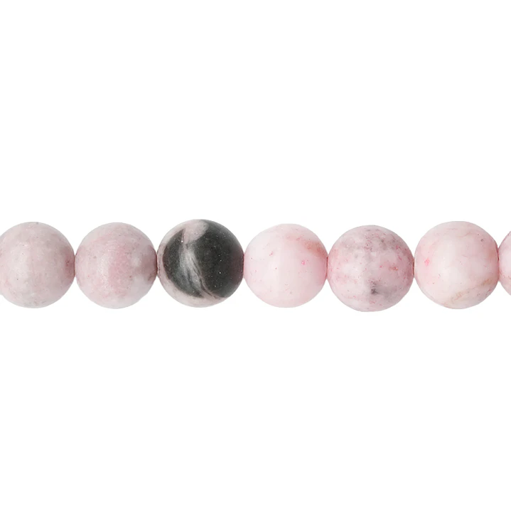 PIEDRA NATURAL LISA JASPER ROSADO ZEBRA # 8MM 1