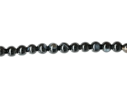 PIEDRA NATURAL LISA AGATA NEGRA # 4MM ( TIRA X 96 UND APROX )
